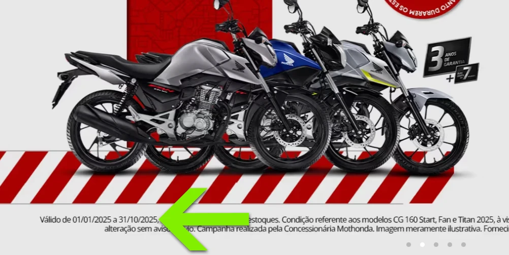 Exemplo da configuração de data de validade em um banner.